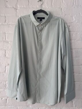 Mizzen+Main Leeward XXL Men’s No Tuck Performance Shirt Blue Green Geometric